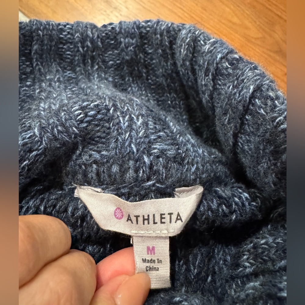 Athleta Blue Cowl Neck Sweater with Asymmetrical Zipper - Picture 4 of 11